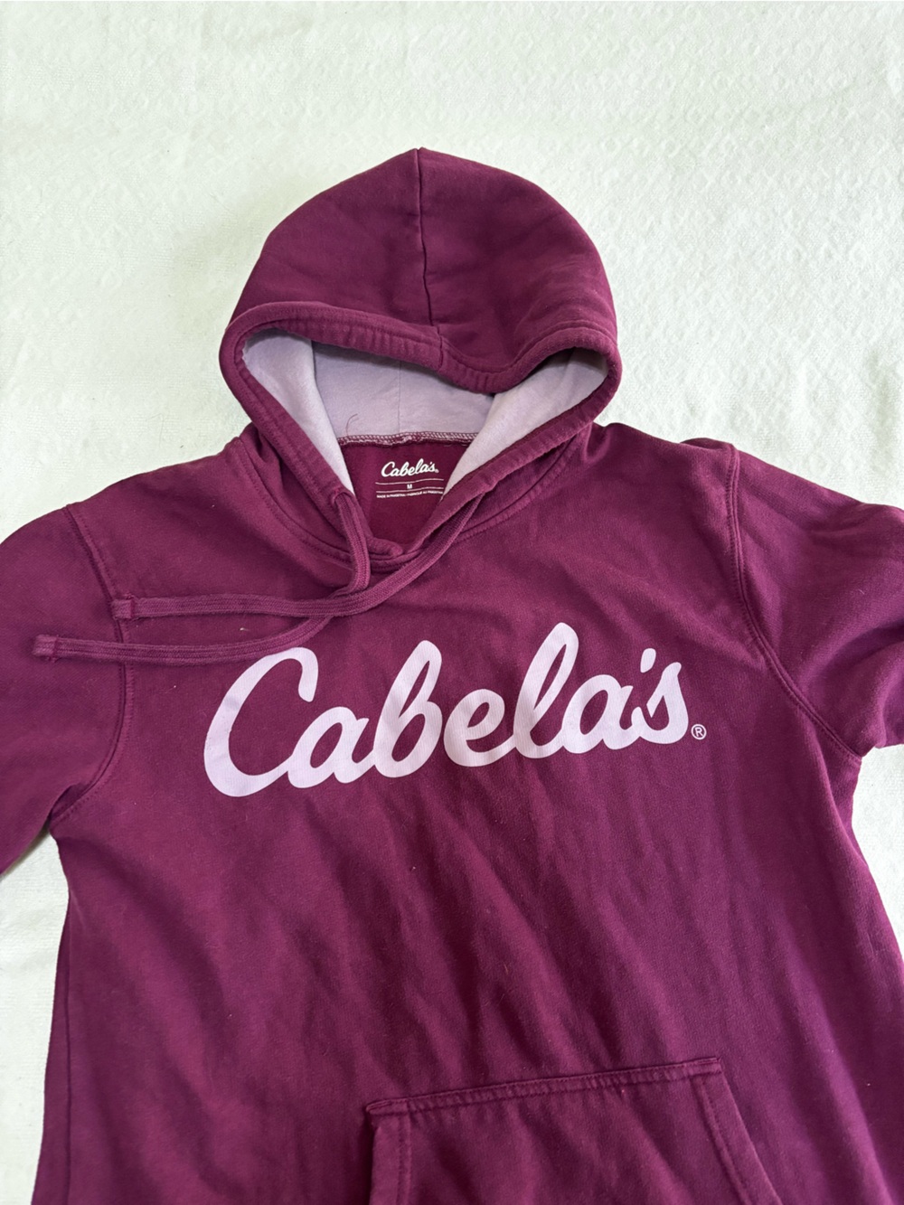 Cabela's Maroon Pullover Hoodie with Light Pink Logo